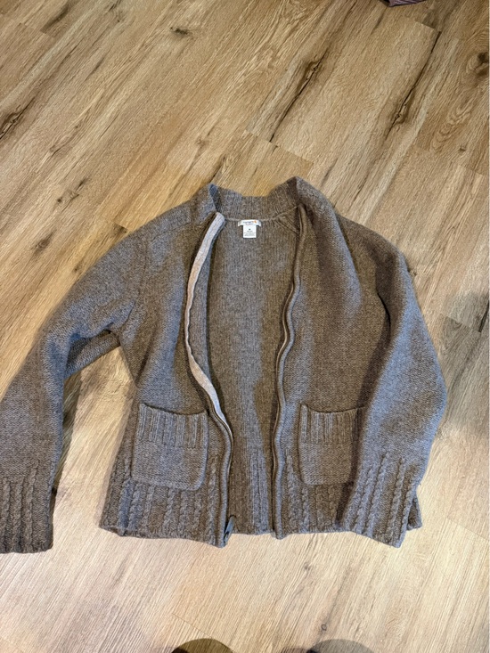 Carhartt Sweaters - Carhartt Womens Lambswool Light Gray Knit Zip Cardigan